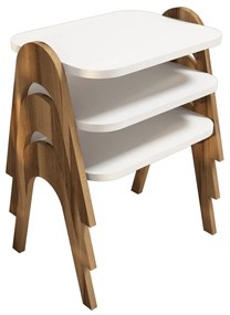 Sada 3 odkladacích stolíkov PARIS orech/biela