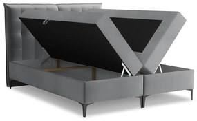 Sivá boxspring posteľ s úložným priestorom 160x200 cm Mikana – Makamii