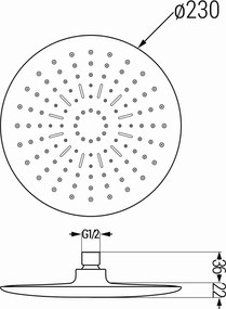 Mexen D-67, dažďová hlavová sprchová hlavica ø23 cm, chrómová, 79767-01