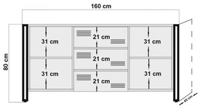 Komoda Cosmo Rio 160 cm čierna/hnedá