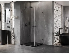 Mexen Lunar-B Duo výklopný sprchový kút 80 x 80 cm, číre sklo, grafitová, 832-080L-080P-95-00