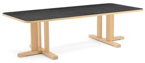 Stôl KUPOL, obdĺžnik, 1800x800x500 mm, linoleum - tmavošedá, breza