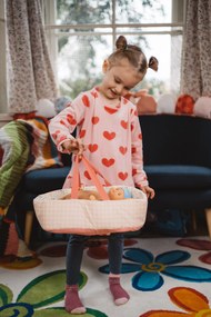 Pomea - textilný košík pre bábiky na spanie - ružový