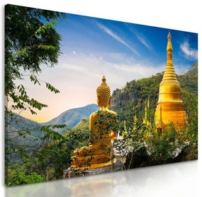 Obraz zlatý Budha a krásy prírody