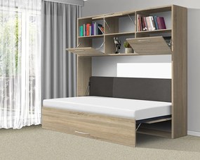 Nabytekmorava Sklápacia posteľ VS1056 MAX, 200x120cm farba lamina: dub sonoma svetlá/biele dvere, Varianta dverí: lesklé