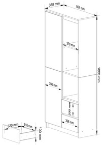 Skriňa Rexa 80 cm biela/dub sonoma