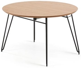 Rozkladací jedálenský stôl s doskou v dubovom dekore Kave Home Novaks, ø 120 cm