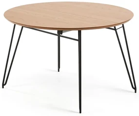 Rozkladací jedálenský stôl s doskou v dubovom dekore Kave Home Novaks, ø 120 cm