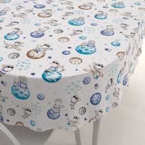 Biante Detský bavlnený oválny obrus Sandra SA-644 Malý modrý princ na bielom 120x140 cm