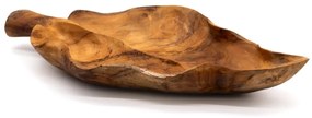 Veľká Misa na Ovocie z Teakového Dreva v Tvare Listu - 40x24x5cm