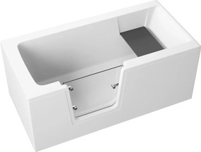 Vaňa s dvierkami Polimat VOVO 140x70 s bielym čelným krycím panelom + vaňový sifón automat s prepadom VABPS-ZU 70