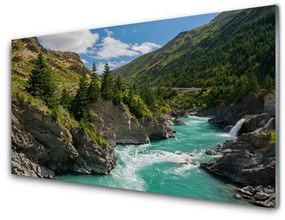 Obraz na akrylátovom skle Hory rieka príroda 100x50 cm