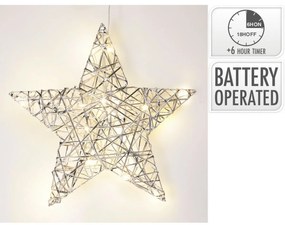 Vianočná svietiaca hviezda Silver, 30 x 30 cm, 20 micro LED, na batérie