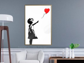 Artgeist Plagát - Little Girl with a Balloon [Poster] Veľkosť: 40x60, Verzia: Čierny rám s passe-partout