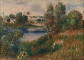 Sklenený obraz - Auguste Renoir, Landscape at Vetheuil, reprodukcia (70x50 cm)