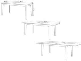 BARI Dub Orechový (karamelový) 180x90 cm (+2 vložky 45 cm) - DREVENÝ STÔL V JAPANDI/ŠKANDINÁVSKOM ŠTÝLE, ROZKLADACÍ DO 270 cm!