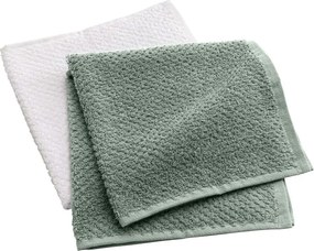 Biele/zelené froté bavlnené uteráky v súprave 2 ks 50x50 cm Gourmet – douceur d'intérieur