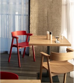 Červená jedálenská stolička s podrúčkami z dubového dreva Flip – Gazzda