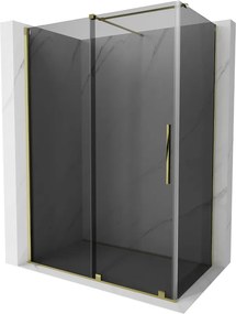 Mexen Velar, sprchový kút s posuvnými dverami 140 x 80 cm, 8mm šedé sklo, zlatá lesklá, 871-140-080-41-50