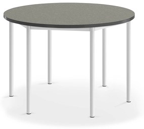 Stôl SONITUS, kruh, Ø 1200x760 mm, linoleum - tmavošedá, biela