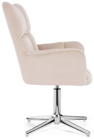 LuxuryForm DESIGN Kreslo AURORA VELUR na striebornom kríži - krémové