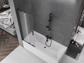 Mexen Velar L, 2-krídlová posuvná vaňová zástena 70 x 150 cm, 8mm sklo námraza, čierna matná, 896-070-003-31-70