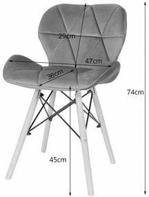 Set 4 zamatových kresiel LAGO - hnedé