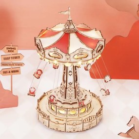 RoboTime - 3D skladačka hracej skrinky Retiazkový kolotoč 3xAAA