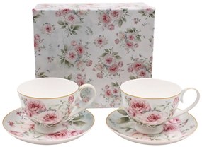 Home Elements Šálky s podšálkami 2 x 250 ml, Ruže