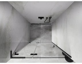 Mexen, Mexen Lunar L Otočné ľavé sprchové dvere 125 cm, priehľadné, pištoľovo šedé kartáčované - 834L-125-000-66-00-L