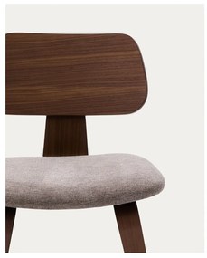 Béžová/tmavohnedá jedálenská stolička v dekore orecha Gena – Kave Home