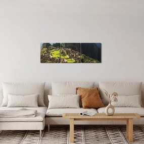 Obraz - Lamy v Machu Picchu (s hodinami) (90x30 cm)