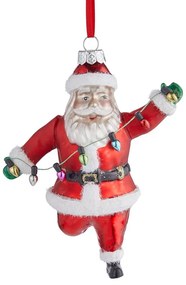 HANG ON Sklenená ozdoba Santa so svetelným reťazom