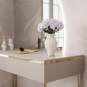 TOALETNÝ STOLÍK NESSIE KAŠMÍR PRAVÝ + ZLATÝ PODSTAVEC + ZRKADLO POLMESIAC