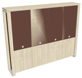 Vysoká skriňa Verno+ S 260 x 46 x 210 cm, kombinované dvere, agát / hnedá
