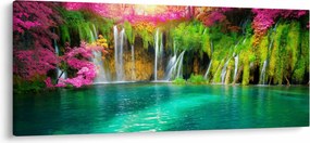 Obraz - Vodopád, Plitvické jazerá, Chorvátsko (120x50 cm)