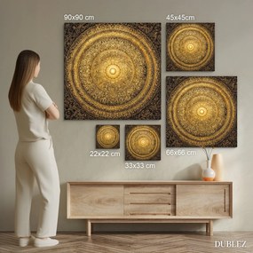 DUBLEZ | Drevený obraz zlatej mandaly - Dharma