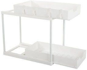 VERK GROUP Výsuvná polička s 2 zásuvkami, biely plast 36 x 40 x 22 cm SEAS