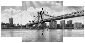 Gario Obraz s hodinami Brooklyn New York - 3 dielny Rozmery: 90 x 30 cm