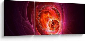 Moderný obraz ružovej abstrakcie (s hodinami) (90x30 cm)
