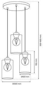 Luster na lanku CHIC 3xE27/60W/230V čierna/šedá