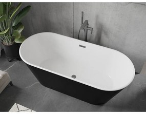Mexen Flavia, voľne stojaca vaňa 150 x 75 cm, biela-čierna, grafitový prepad, 54031507575-66