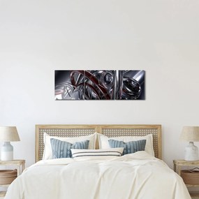 Obraz sivej abstrakcie (s hodinami) (90x30 cm)