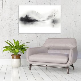 Obraz - Atramentová maľba krajiny (90x60 cm)