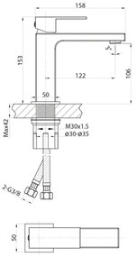 Sapho - Umývadlová batéria CUBEMIX 15 cm matná zlatá