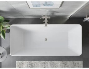 Mexen Velo Slim, voľne stojaca vaňa 170 × 75 cm, biela lesklá, oceľový prepad, 52811707500-97