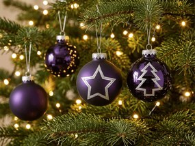 Súprava 12 ks vianočných ozdôb PURPLE JOY sklenené 7,5 cm, fialové