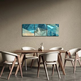 Obraz - Tyrkysová abstrakcia (s hodinami) (90x30 cm)