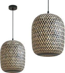 Toolight Bamboo, závesné svietidlo 1xE27 25x30 cm APP1542-1CP, čierna-hnedá, OSW-05120