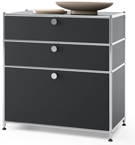 Kovová komoda »CN3« s 3 zásuvkami, čierna
